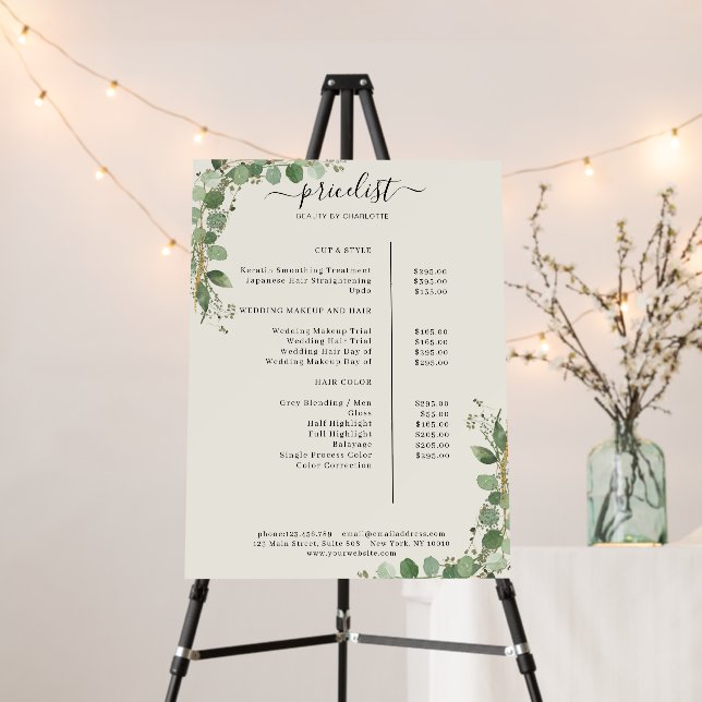 Greenery Beige Salon Price List  Foam Board (In Situ (Stand))