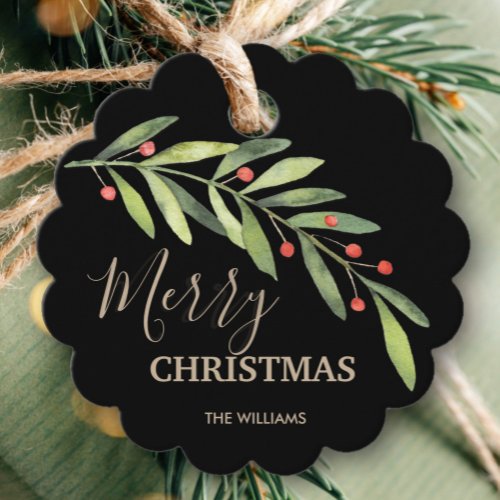 Greenery Berries Holiday Favor Tags