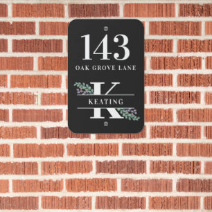 Greenery & Berries House Number Monogram Metal Sign