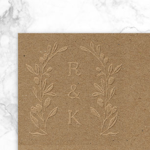 Greenery Berry Arch Romantic Wedding Initials Embosser