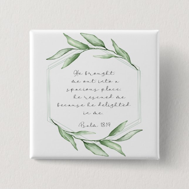Greenery Bible Verse Button (Front)