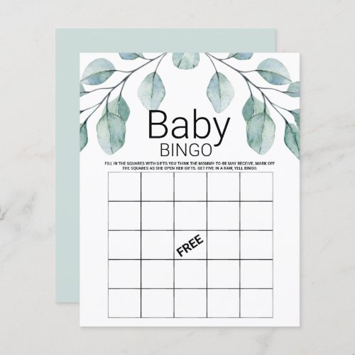 Greenery Bingo Baby Shower Game