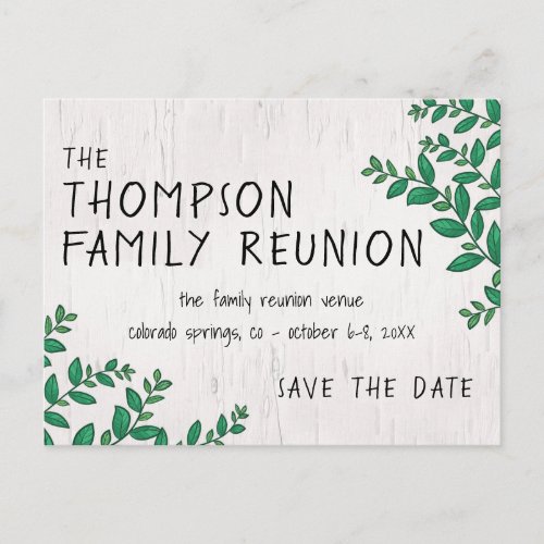 Greenery Birch Family Reunion Save the Date Postcard