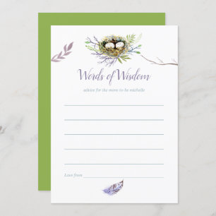 Greenery Birds Nest Twins Baby Shower Mom Advice Invitation