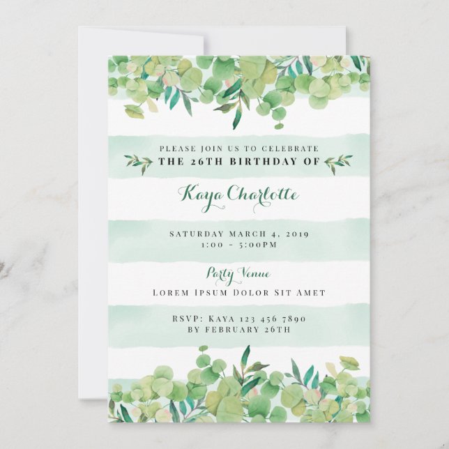 Greenery Birthday Invitation (Front)