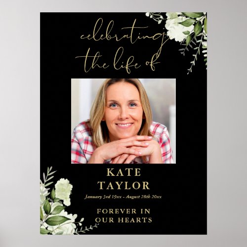 Greenery Black And Gold Celebration Of Life Photo