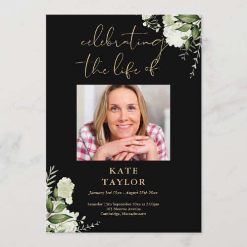 Greenery Black And Gold Funeral Order Of Service 