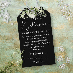 Greenery Black And White Favor Welcome Basket Bag Gift Tags
