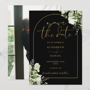 Greenery Black Gold Arch Photo Wedding Save The Date