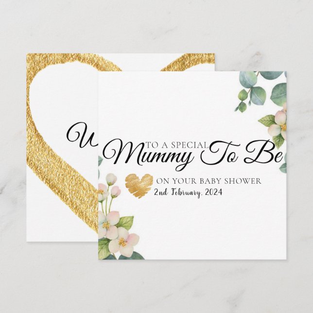 Greenery Bloom Baby Shower Mummy to be card (Front/Back)