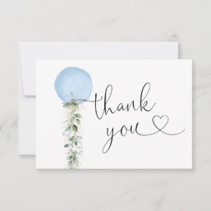 Greenery Blue Balloon Thank You Card