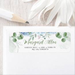 Greenery Blue hydrangea Baby Shower Address Label