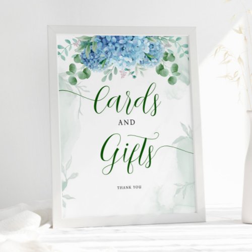 Greenery Blue hydrangea Cards and Gift Baby Shower Poster