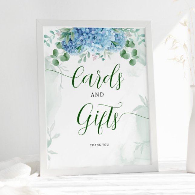 Greenery Blue hydrangea Cards and Gift Baby Shower Poster (Creator Uploaded)