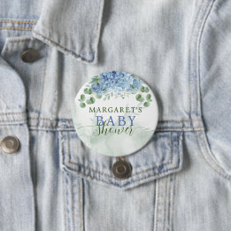 Greenery Blue hydrangea Its a Boy Baby Shower Button