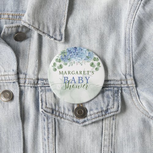 Greenery Blue hydrangea Its a Boy Baby Shower Button