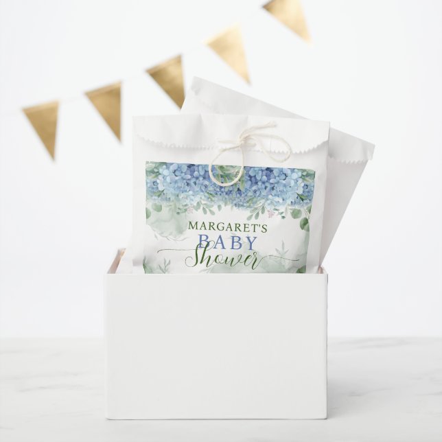 Greenery Blue hydrangea Its a Boy Baby Shower Favor Bag (Party)