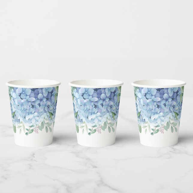 Greenery Blue hydrangea Its a Boy Baby Shower Paper Cups (Multi)