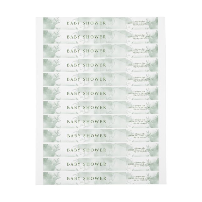 Greenery Blue hydrangea Its a Boy Baby Shower Wrap Around Label (Sheet)