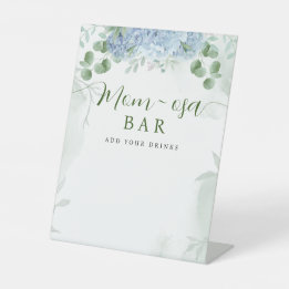 Greenery Blue hydrangea Mom-osa Sign Baby Shower