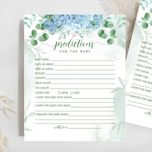 Greenery Blue hydrangea Prediction For Baby Shower (Creator Uploaded)