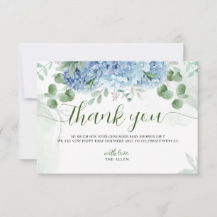 Greenery Blue hydrangea Thank You Baby Shower