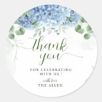 Greenery Blue hydrangea Thank You Baby Shower 