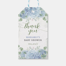 Greenery Blue hydrangea Thank You  Baby Shower Gift Tags