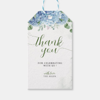 Greenery Blue hydrangea Thank You Baby Shower Gift Tags