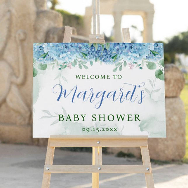Greenery Blue Its a Boy Baby Shower Welcome Sign (Creator Uploaded)