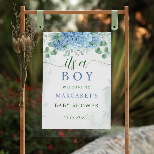 Greenery Blue Its a Boy Baby Shower Welcome Sign (Creator Uploaded)