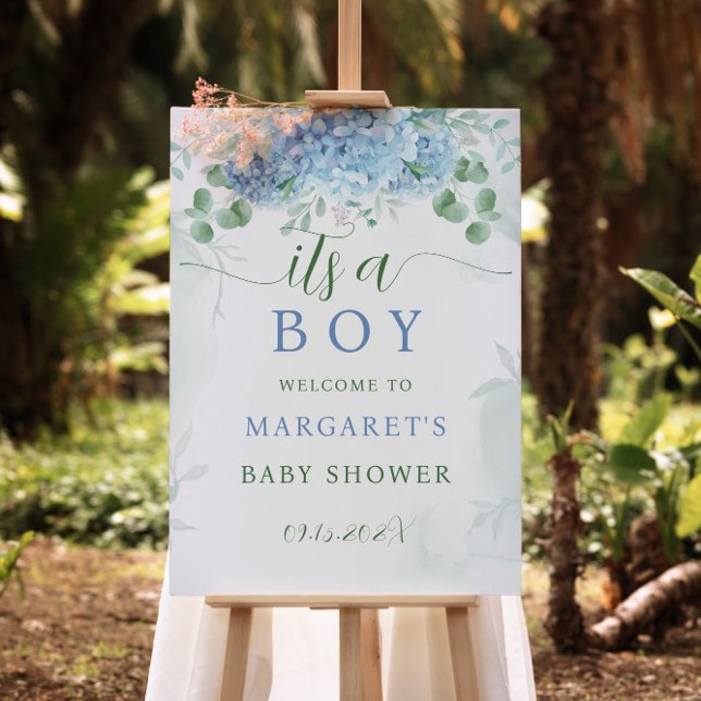 Greenery Blue Its a Boy Baby Shower Welcome Sign (Creator Uploaded)
