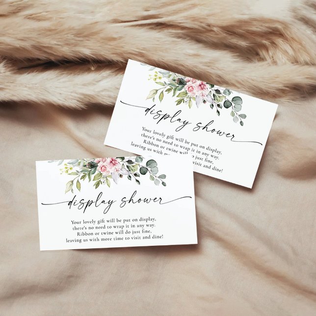 Greenery Blush Pink Baby Shower Display Shower Enclosure Card (Creator Uploaded)