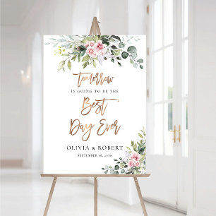 Greenery Blush Pink Best Day Ever Foam Board
