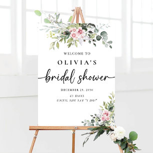 Greenery Blush Pink Bridal Shower Foam Board