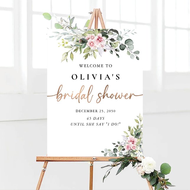 Greenery Blush Pink Bridal Shower Foam Board (Creator Uploaded)