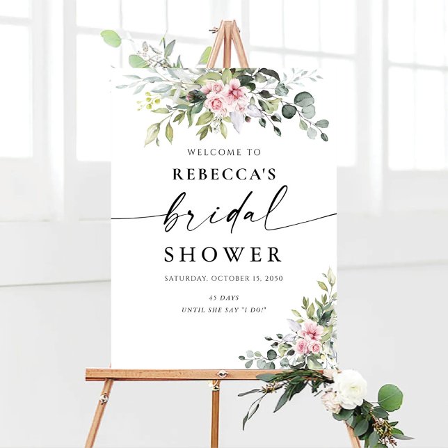 Greenery Blush Pink Bridal Shower Foam Board (Creator Uploaded)