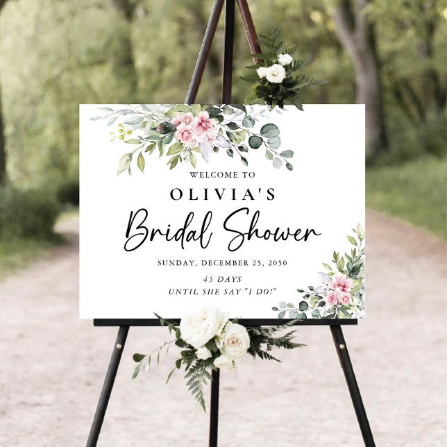 Greenery Blush Pink Bridal Shower Foam Board (Creator Uploaded)
