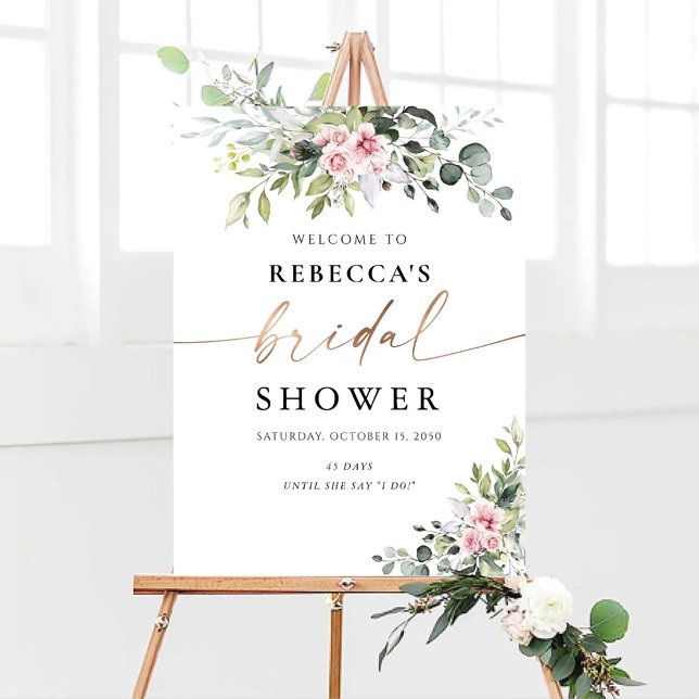 Greenery Blush Pink Bridal Shower Foam Board (Creator Uploaded)