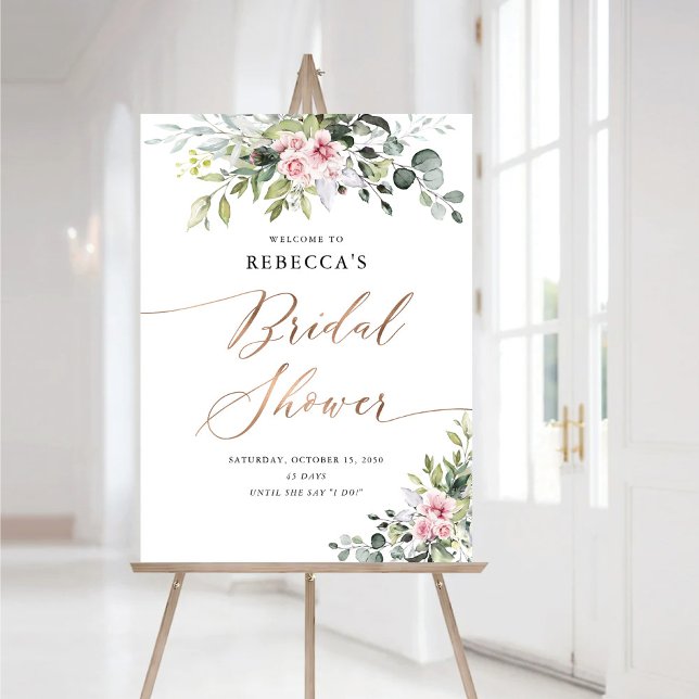 Greenery Blush Pink Bridal Shower Foam Boards (Creator Uploaded)