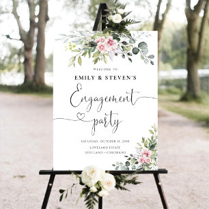 Greenery Blush Pink Engagement Party Foam Board