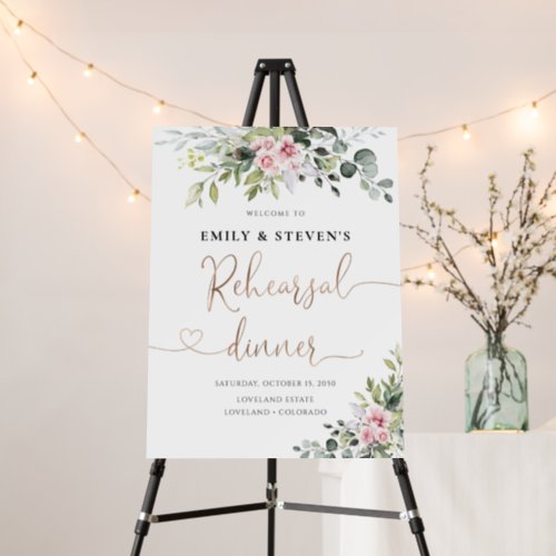 Greenery Blush Pink Rehearsal Dinner Foam Board