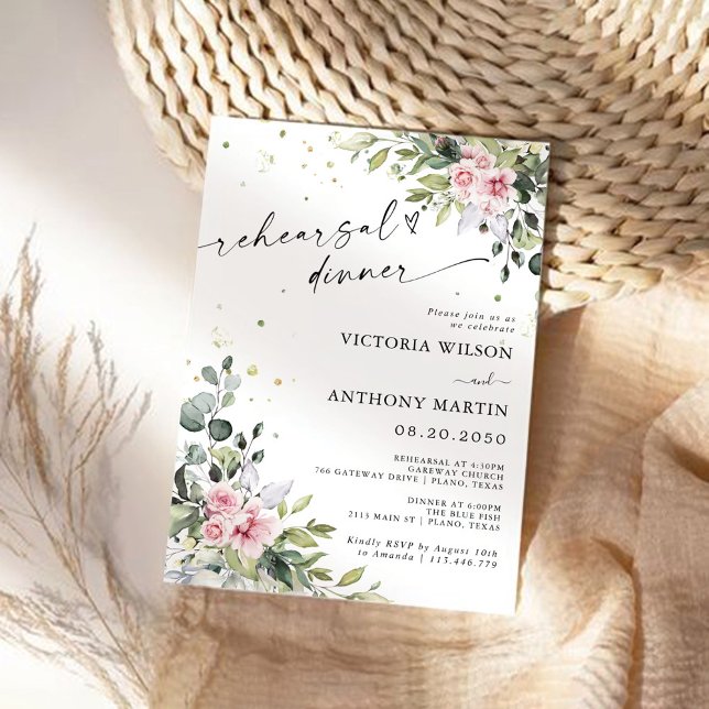 Greenery Blush Pink Rehearsal Dinner Invitation (Creator Uploaded)