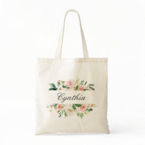 Greenery Blush Pink Watercolor Floral Bridesmaid Tote Bag Greenery Blush Pink Watercolor Floral Bridesmaid Tote Bag