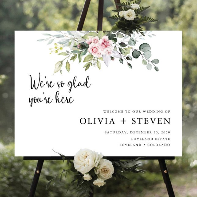 Greenery Blush Pink Wedding Ceremony Foam Board (Creator Uploaded)