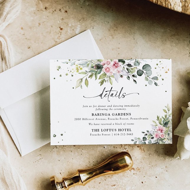 Greenery Blush Pink Wedding Enclosure Card (Creator Uploaded)