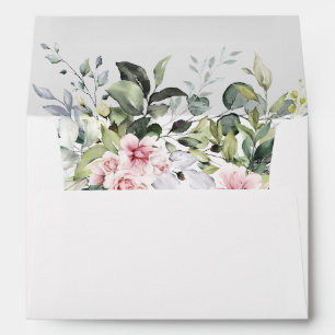 Greenery Blush Pink Wedding Envelope