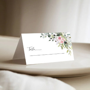 Greenery Blush Pink Wedding Folded Place Cards