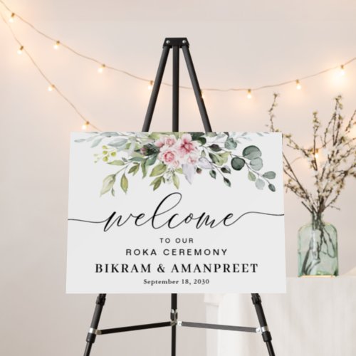 Greenery Blush Wedding Roka Ceremony foam board