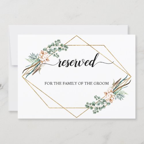 Greenery Boho Cotton Wedding Reserved Seating Sign Invitation